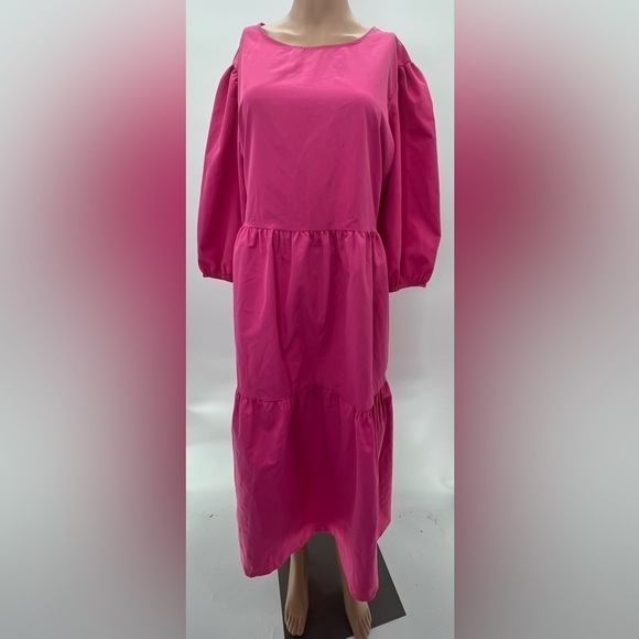 TALL POPLIN TIRED MIDI SMOCK DRESS SZ 10 NWT - Picture 1 of 10